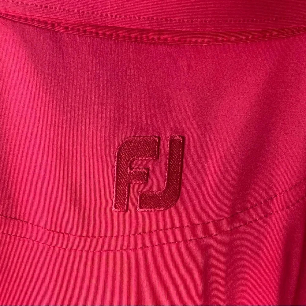 FOOTJOY Projoy Lisle Solid Red Short Sleeve Polo Shirt Golf Style Size large - Picture 7 of 10